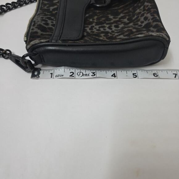 Y2K Rebecca Minkoff Mini MAC Convertible Crossbody Bag Leopard Print Calf Hair - Picture 10 of 11